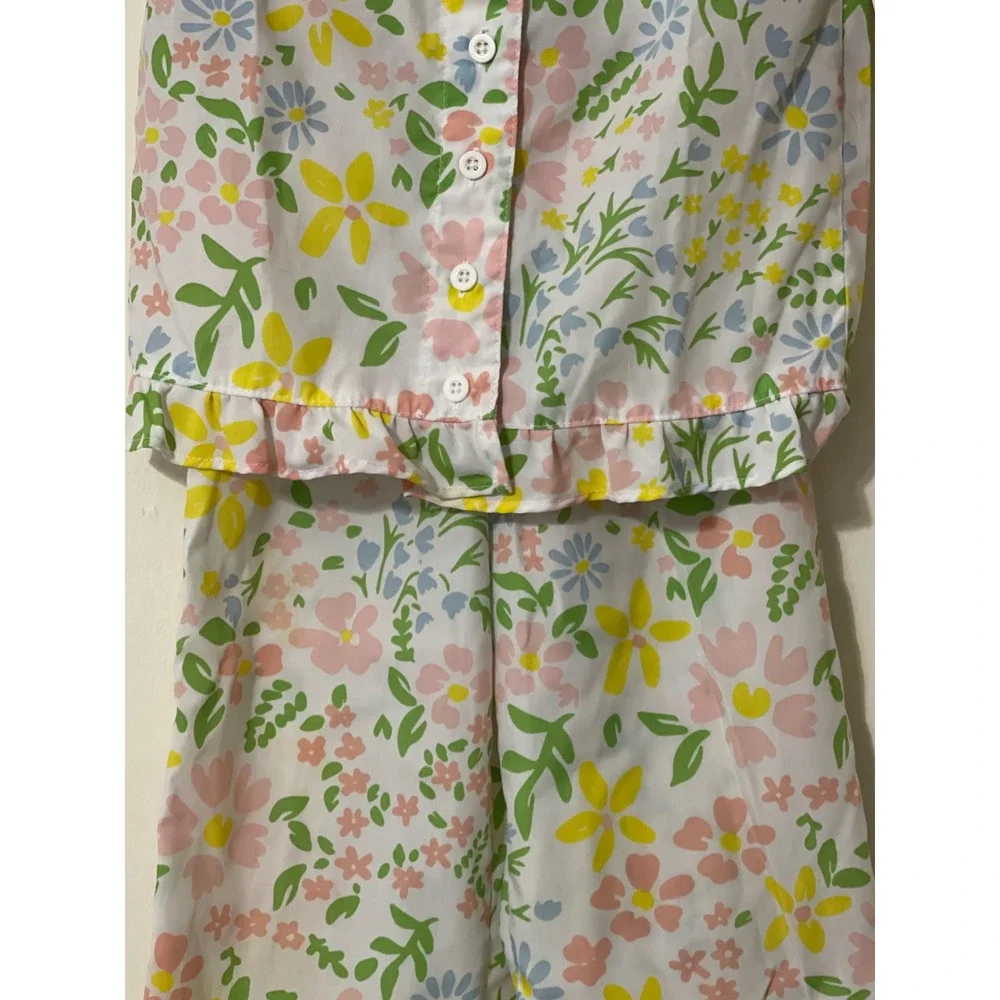 Floral Boho CottageCore Casual Girls Pajamas Sleepwear Short Sleeve Pants Size 4